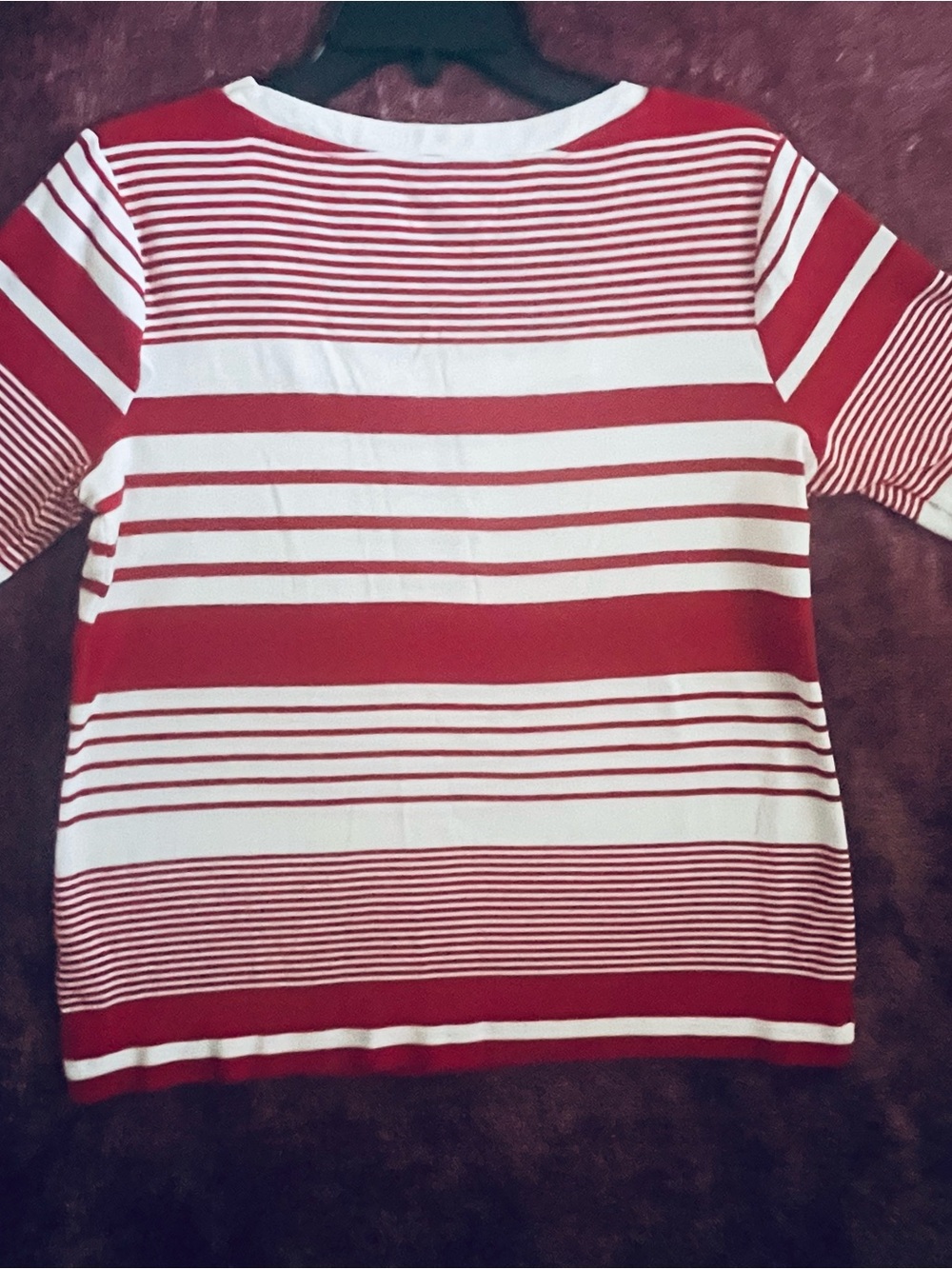 Burton Red and White Striped Square-Neck Short Sleeve Top - Picture 4 of 10